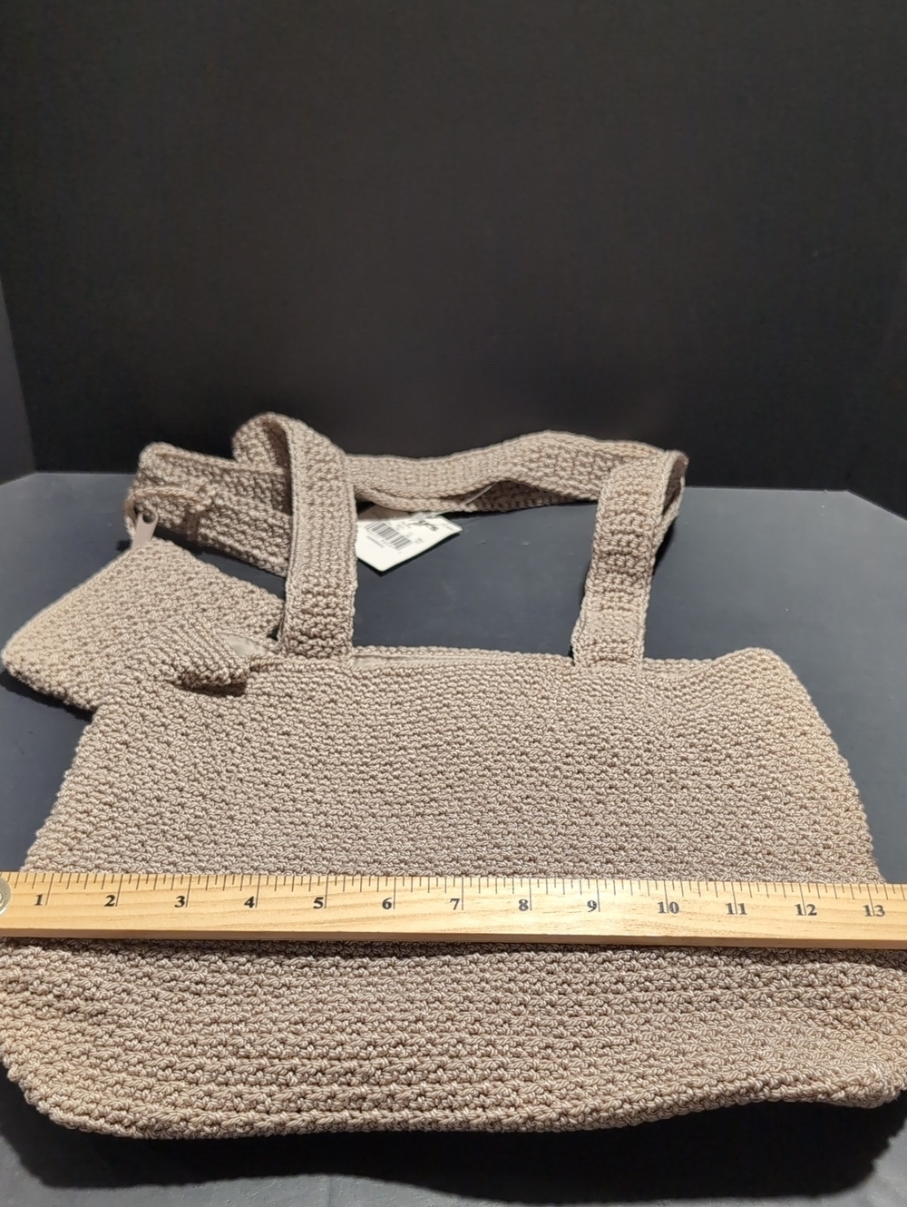 Sonoma Genuine Jean Company Beige Crochet Shoulder Bag/Tote with Mini Pouch. - Picture 7 of 7